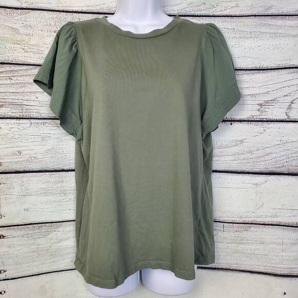 Maurices olive green flutter sleeve olive green, Large - Picture 1 of 6